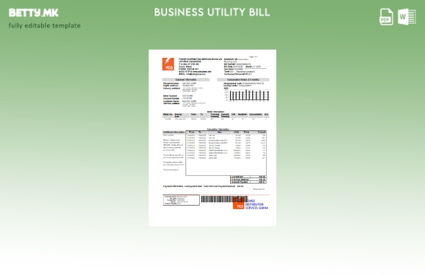 Модерен стил PDS Ghana Limited шаблон за деловна сметка за електрична енергија з